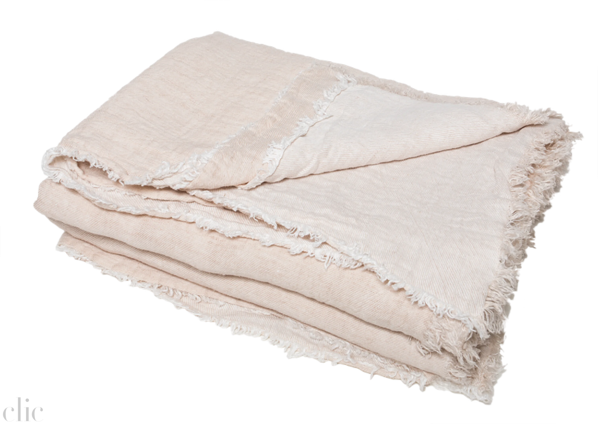 Crumpled Linen Washed Throw in Creme, from Maison de Vacances