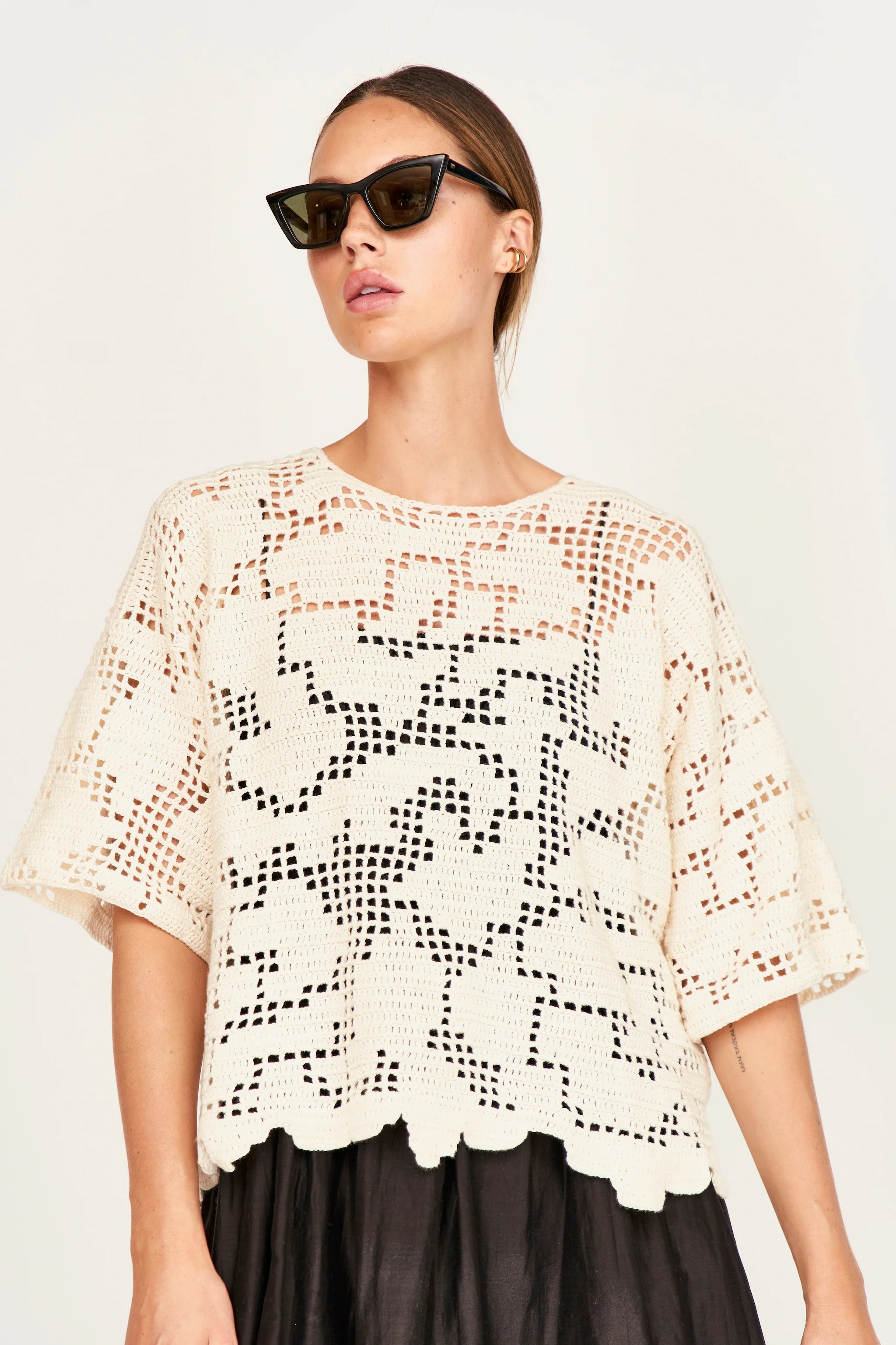 Fez Crochet Top in Natural, from Mirth