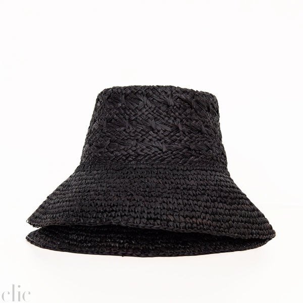Fina Raffia Bucket Hat in Black, from Wyeth