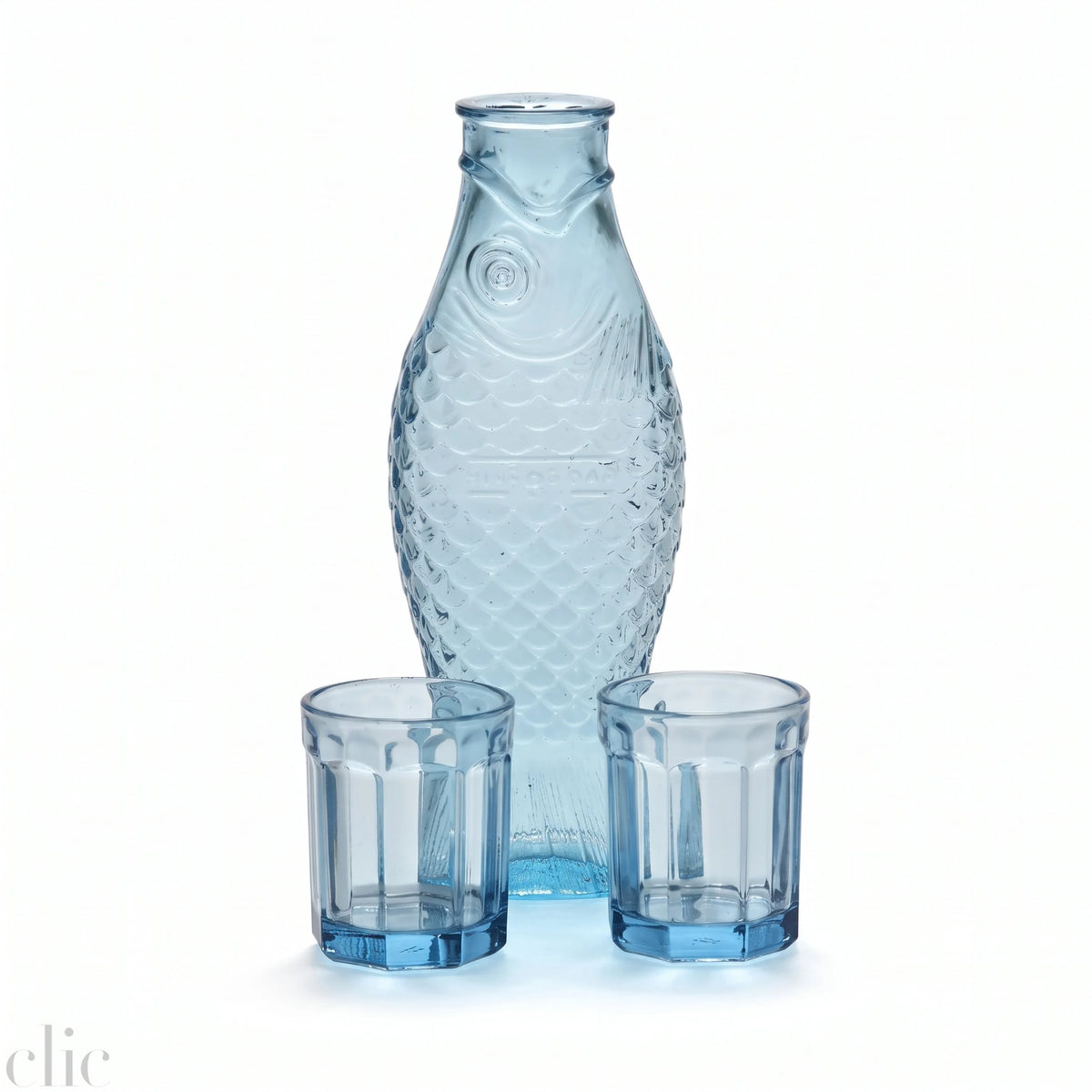 Fish Carafe and Glass Set in Blue