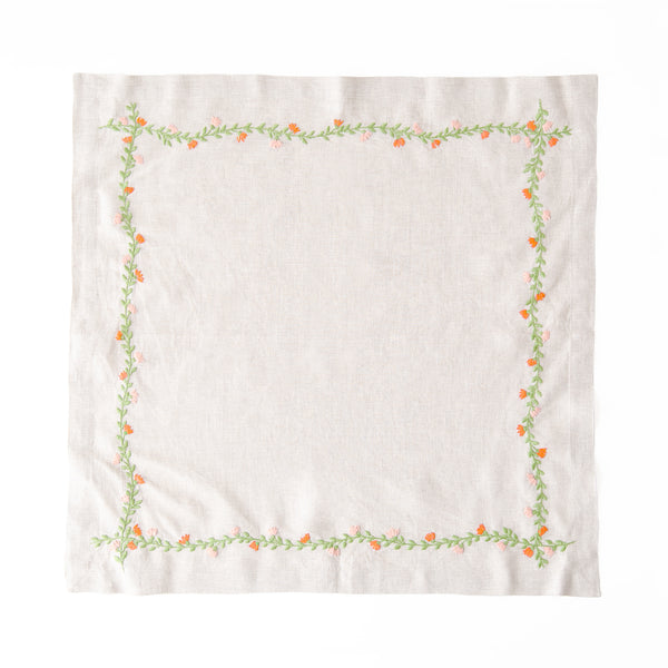 Cottage Garden Embroidered Napkin in Coral, from Deborah Rhodes