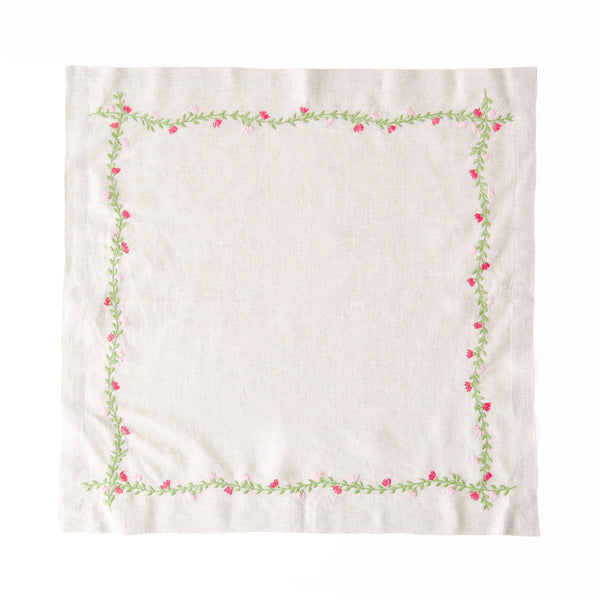 Cottage Garden Embroidered Napkin in Pink, from Deborah Rhodes