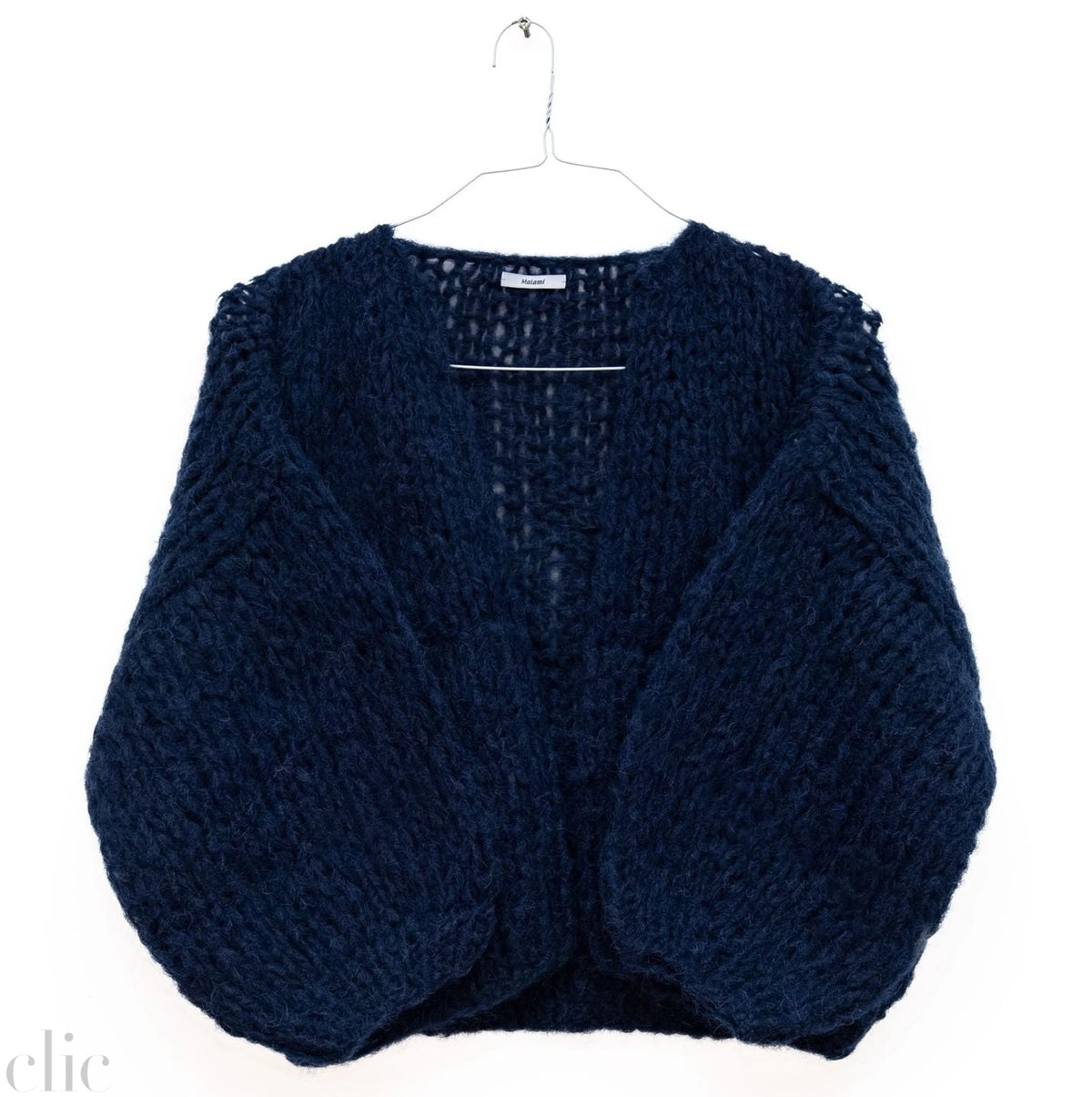 Fleecy Alpaca Bomber Cardigan in Dark Blue, from Maiami