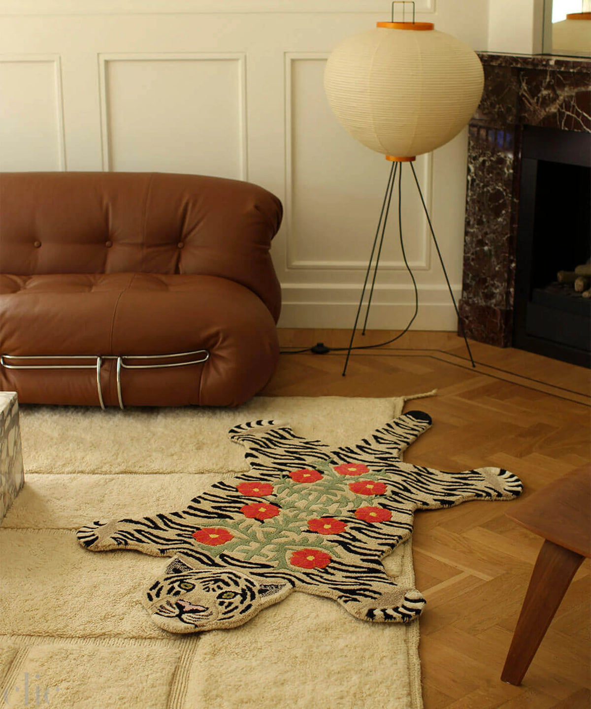 Floral White Tiger Rug, from Doing Goods
