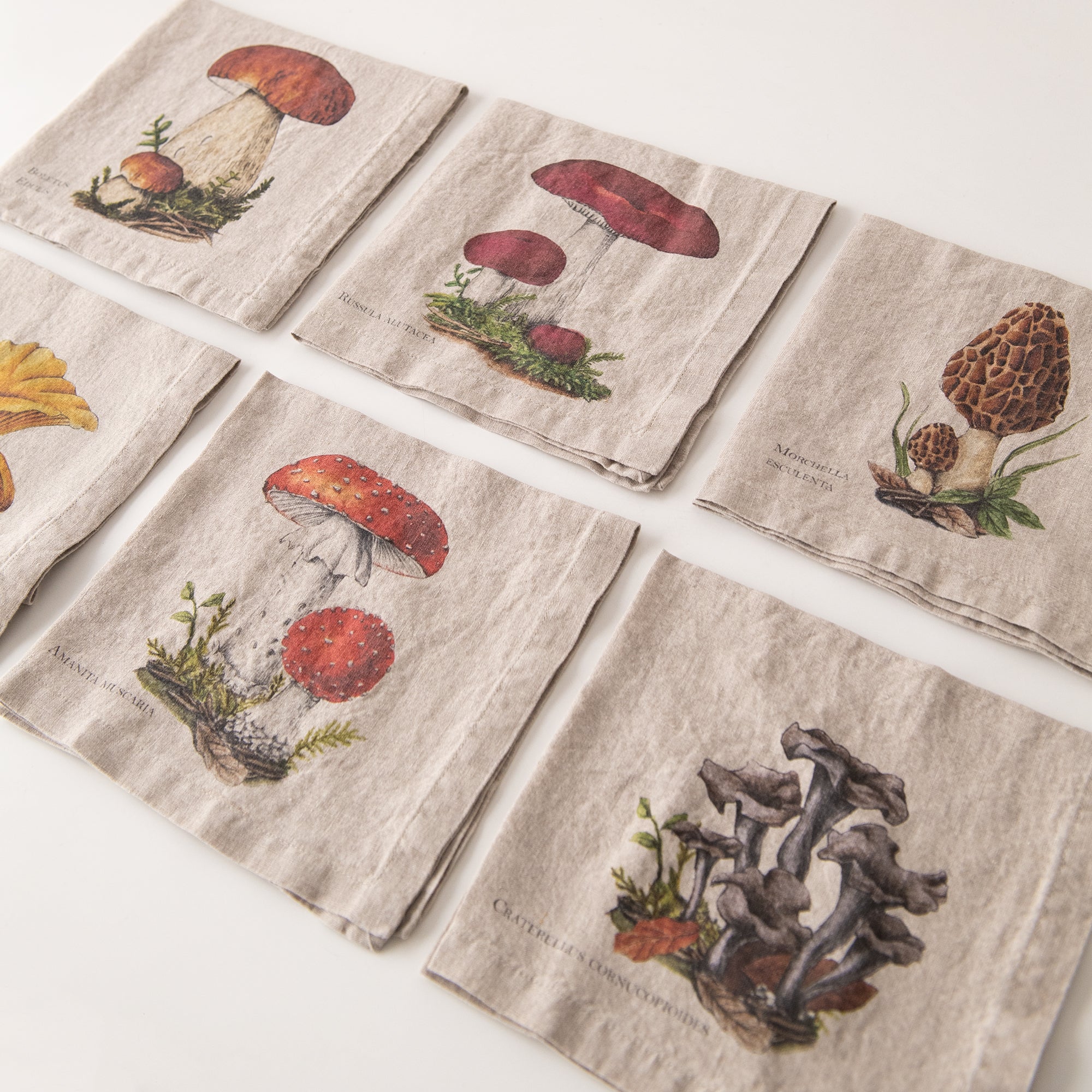 Forest Mushrooms Linen Napkins (set of 6), from Linoroom