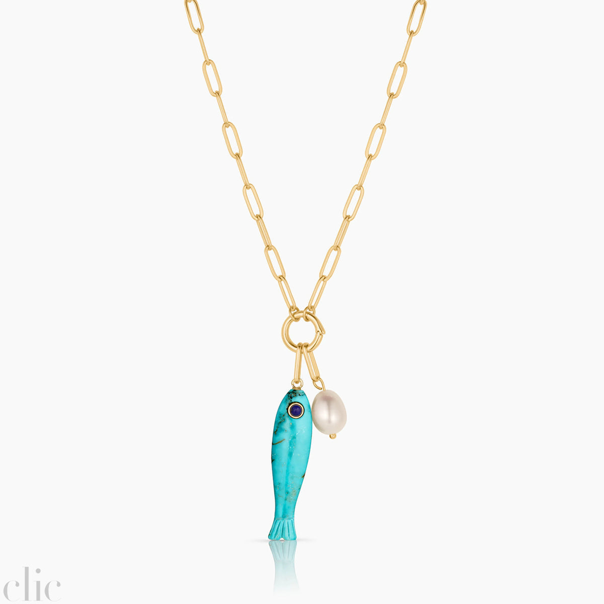 Colette Fortuna Fish Necklace in Howlite, from Thatch