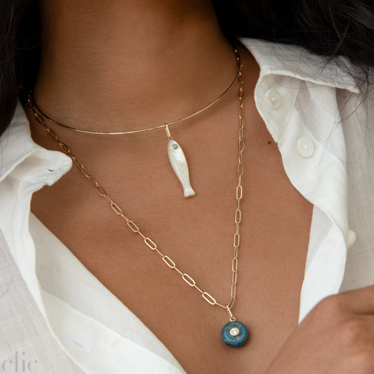 Fortuna Fish Charm in Mother of Pearl, from Thatch