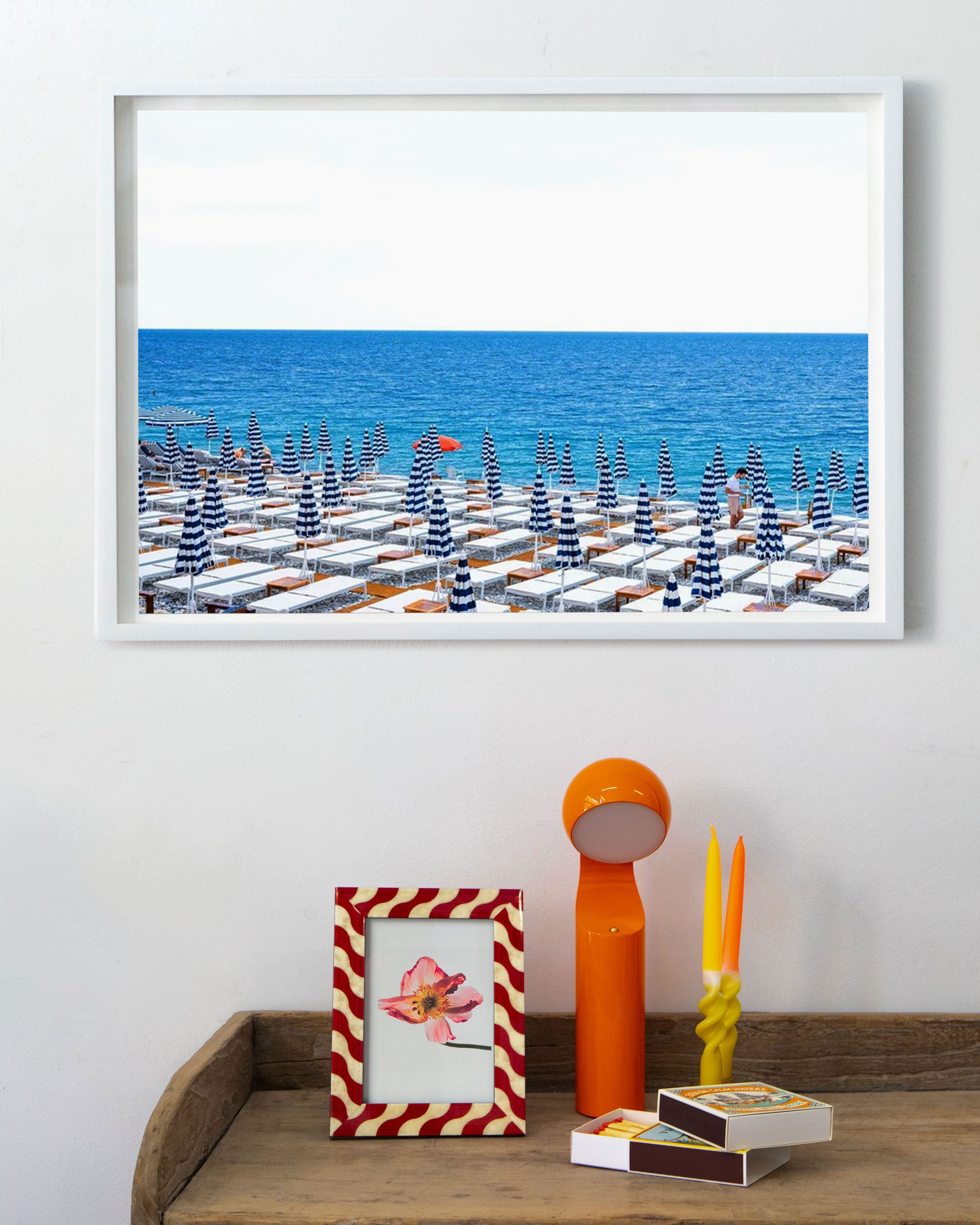 French Riviera -  Nice Rhul Plage Red Umbrella by Juliette Charvet