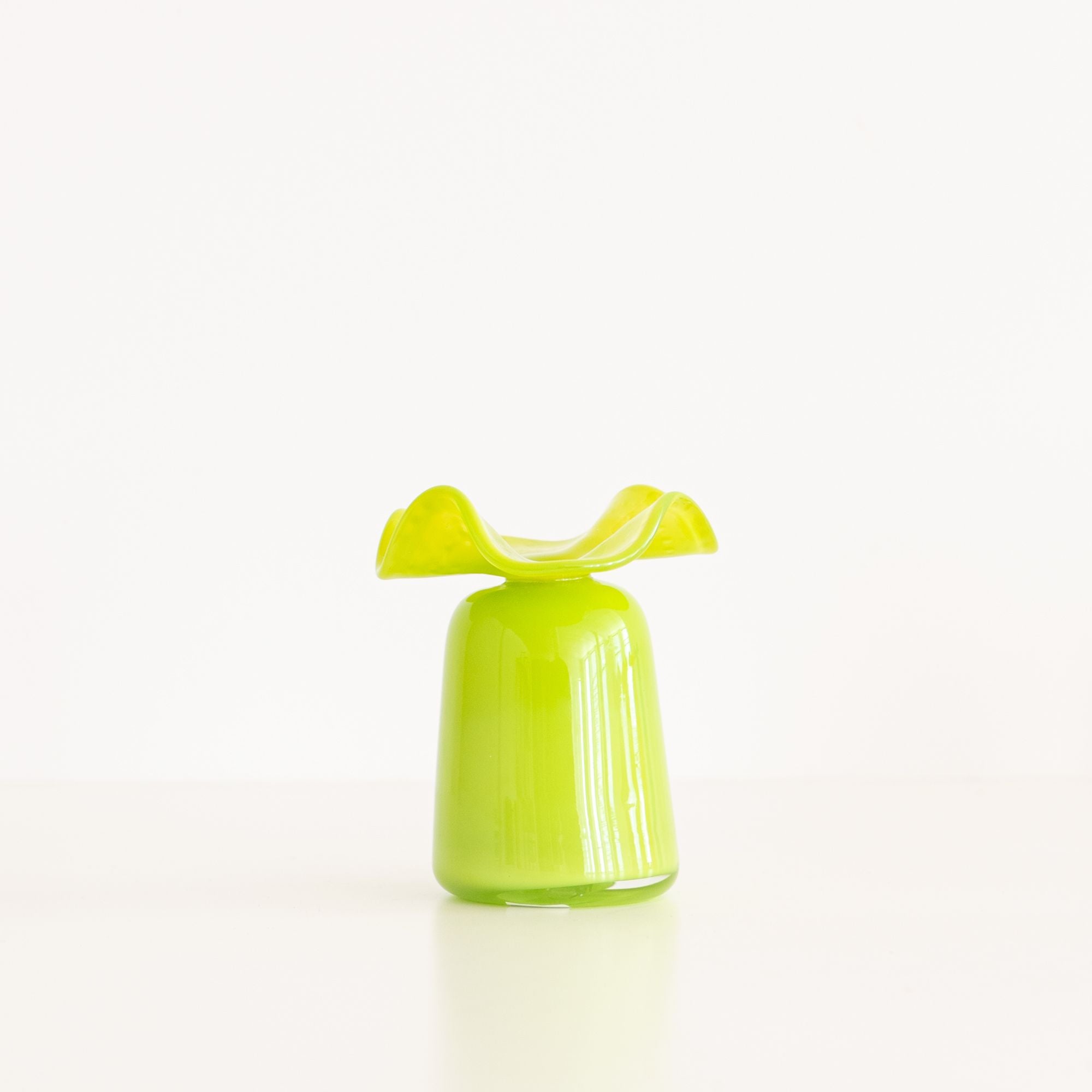 Ruffle Bud Vase in Apple Green, from Terra Glassworks