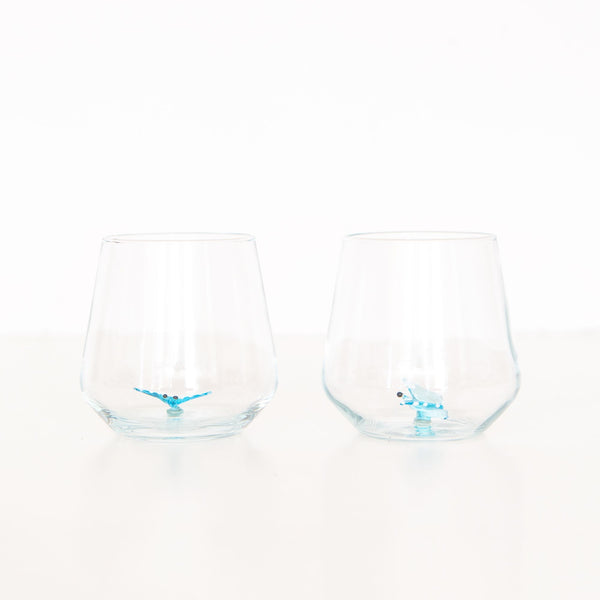 Butterfly Drinking Glass in Blue, from Minizoo