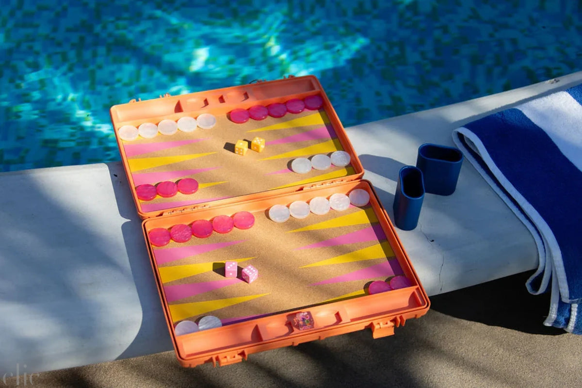 Travel Backgammon Set in Coral, from Gammn