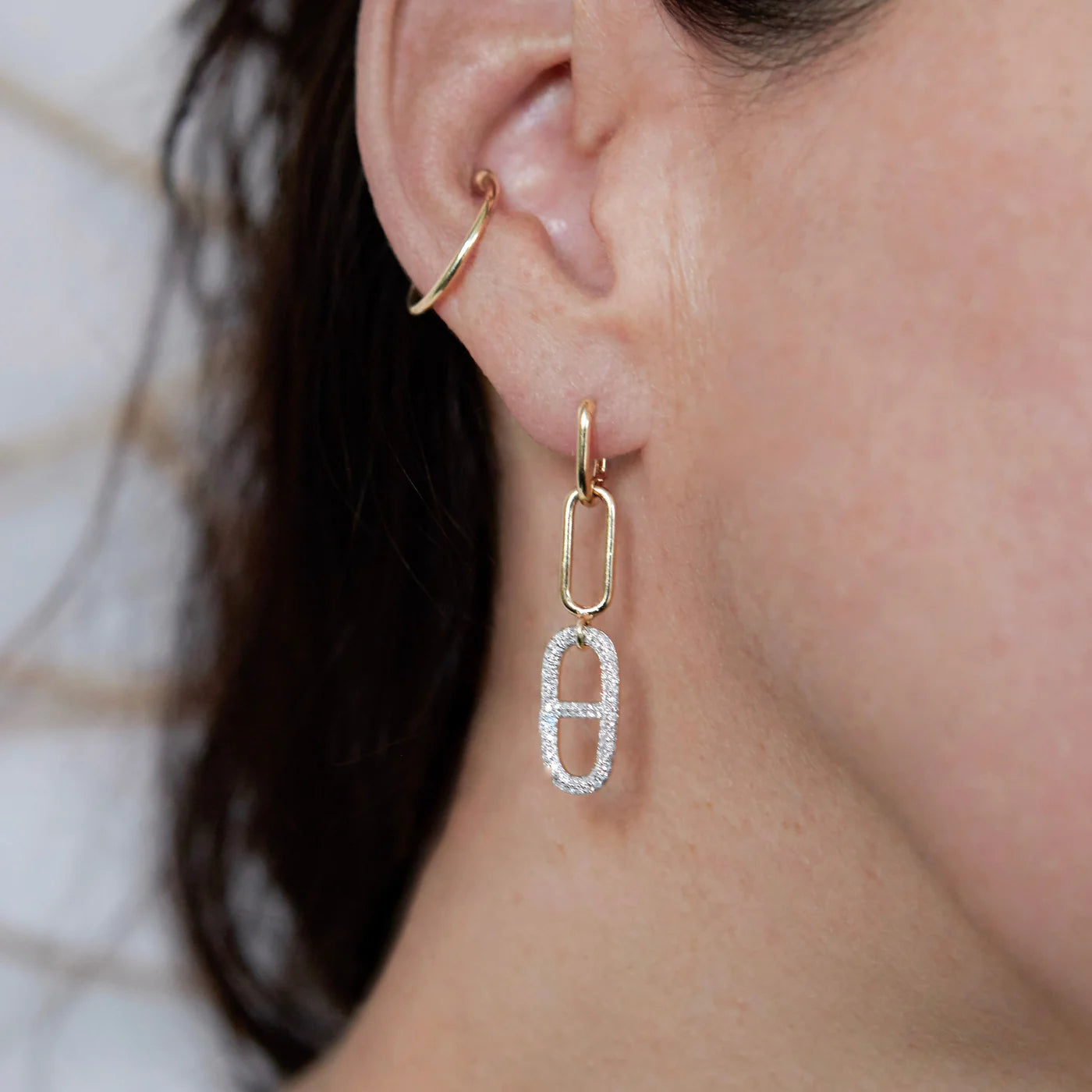 Stirrup Link Earrings Pave Two Tone, from Gabriela Artigas