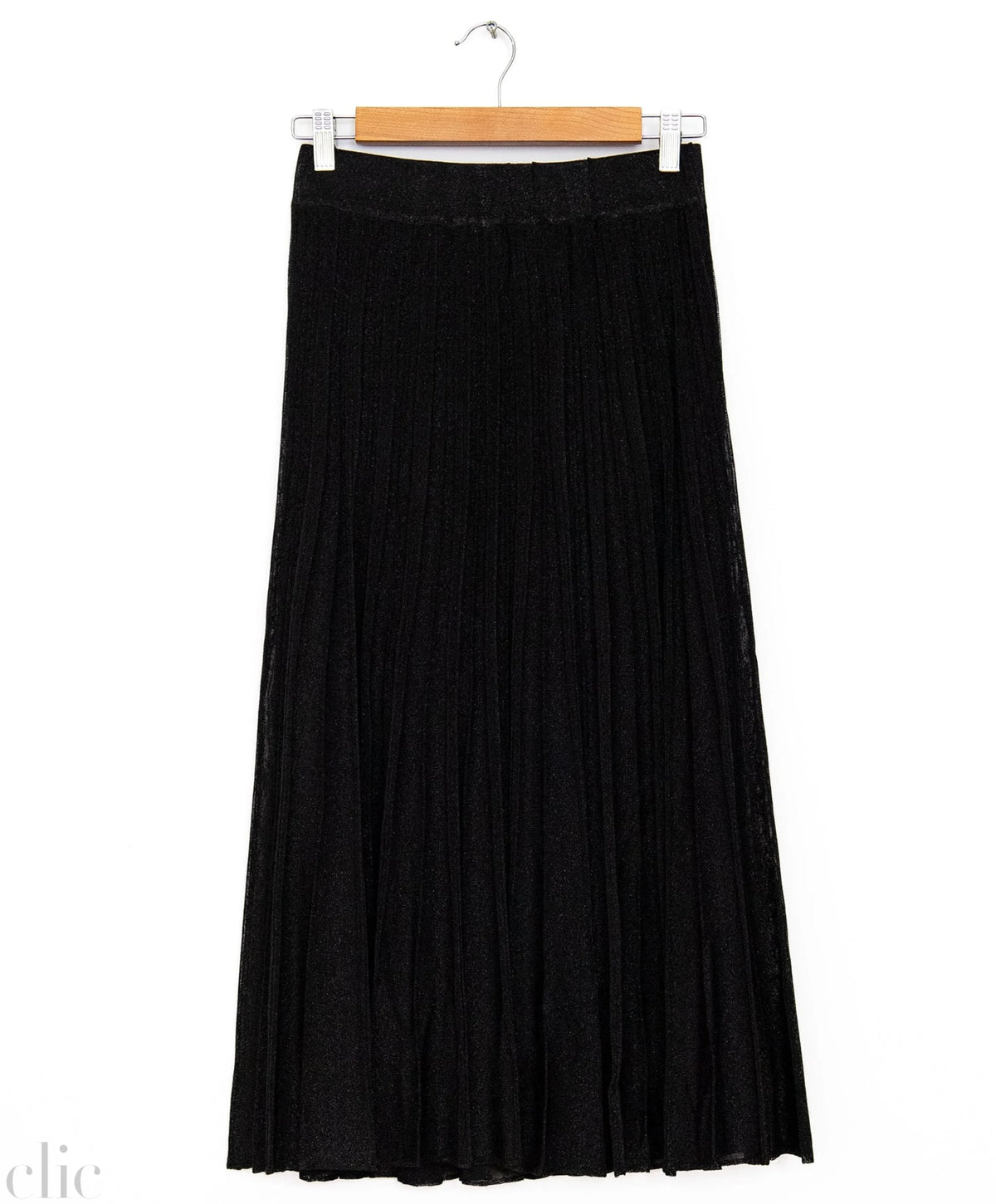 Gala Long Pleated Skirt in Noir, from Maison Lurex