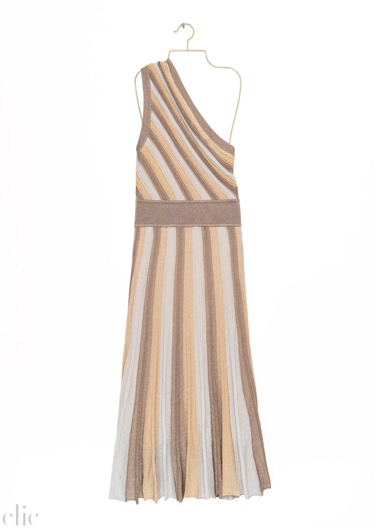 Asymmetrical Gala Long Dress in Gold & Silver, from Maison Lurex