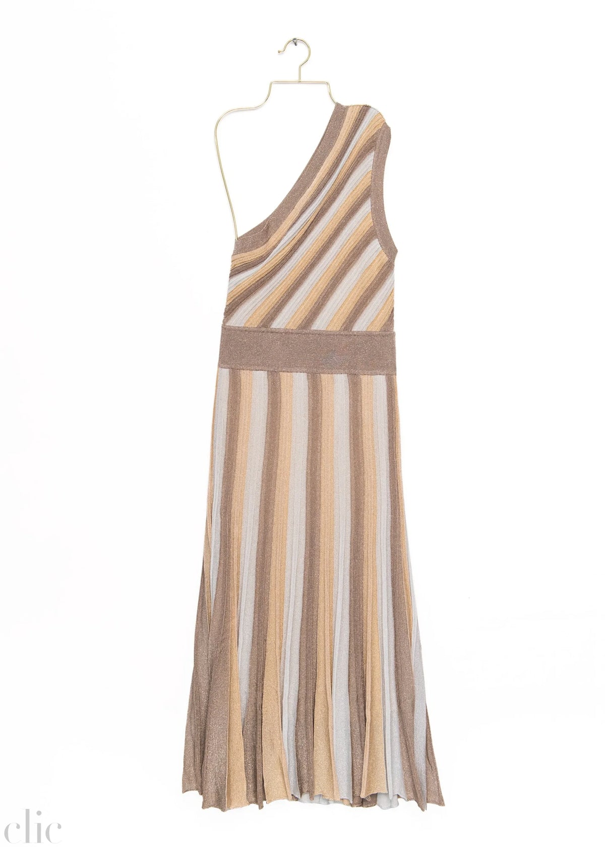 Asymmetrical Gala Long Dress in Gold & Silver, from Maison Lurex