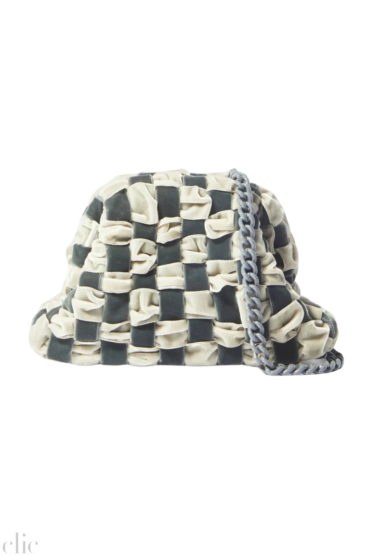 Velvet Mini Game Bag in Checkered Grey, from Maria La Rosa