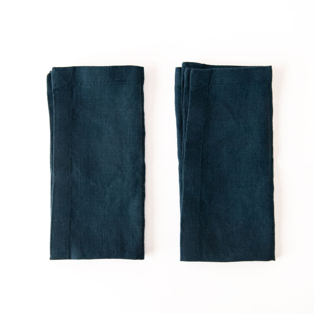 Linen Napkins Set of 2 in Deep Water, from Linen Tales