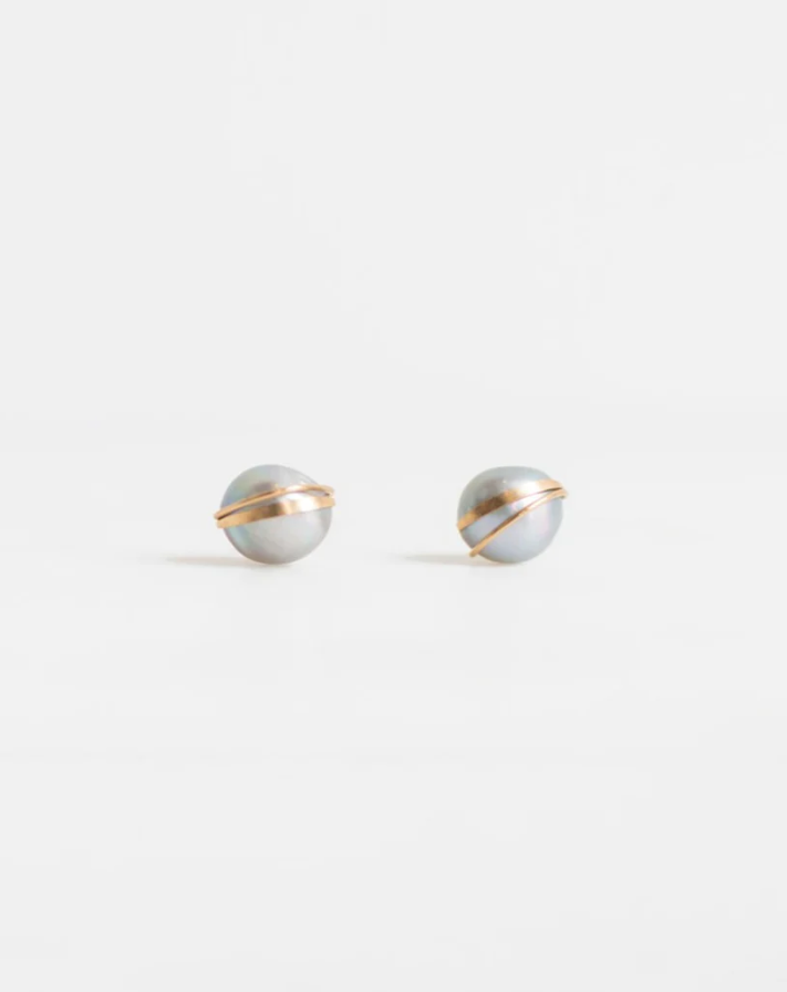 Geande Baroque Pear Studs in Silver, from Mary Macgill