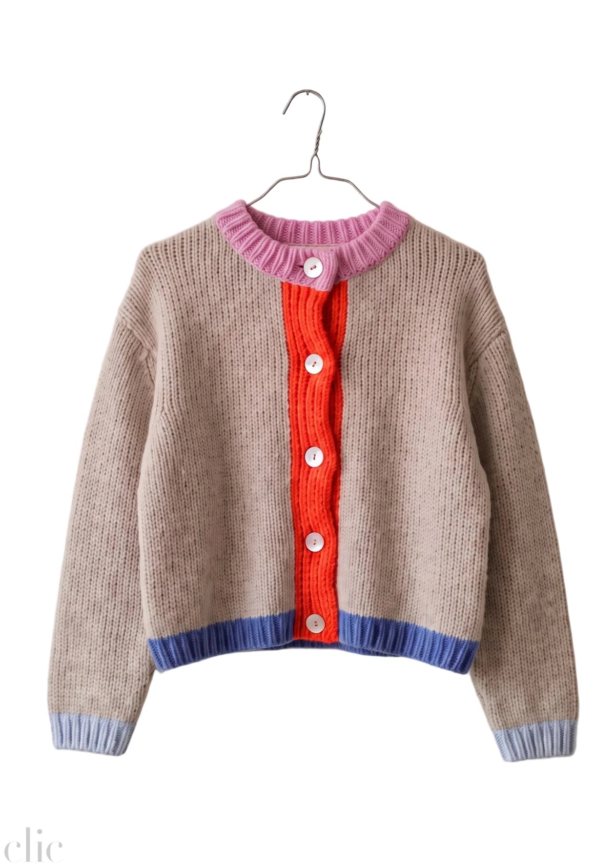 Sheba Colorblock Cardigan in Oatmeal, from Nikki Chasin