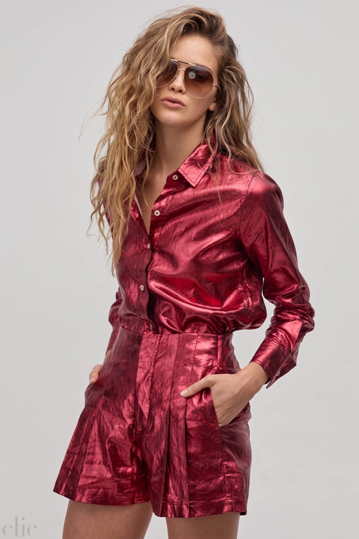 San Marino Shirt in Metallic Cherry, from Lanhtropy