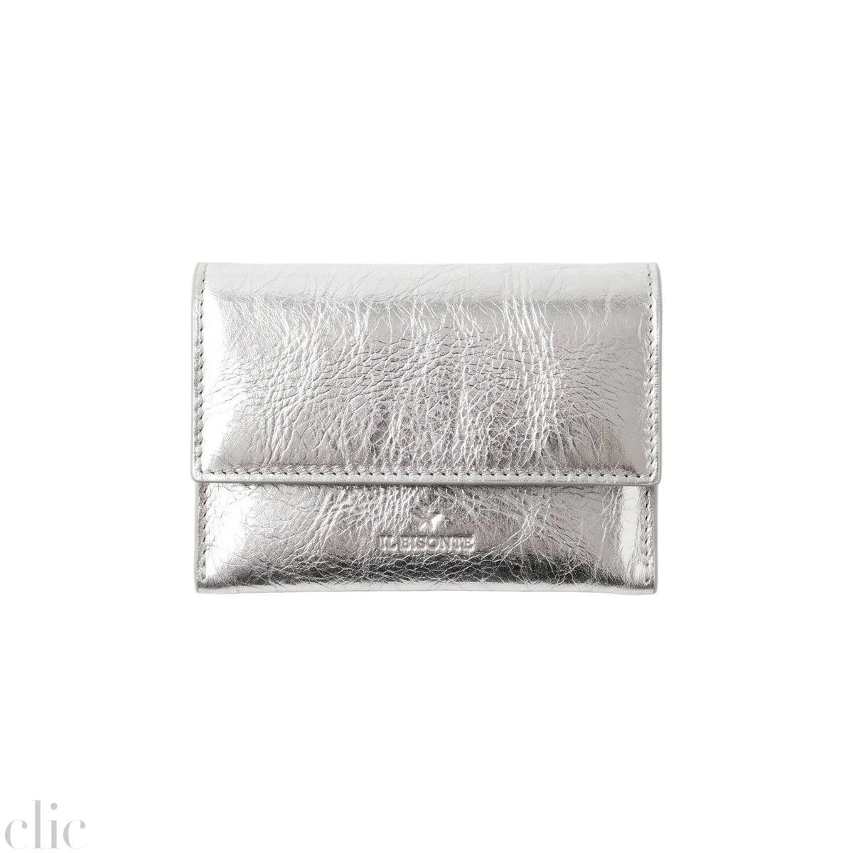 Anna Card Case in Metallic Silver, from IL Bisonte