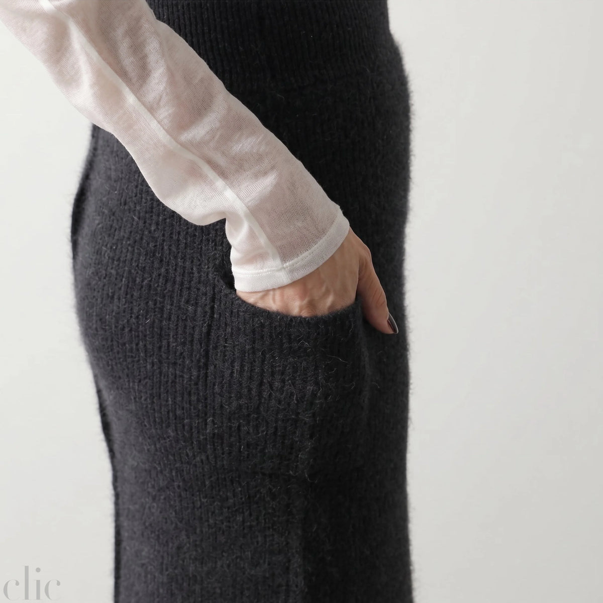 Hamilton Wool Raccoon Knit Skirt in Charcoal Grey, from C.T.plage