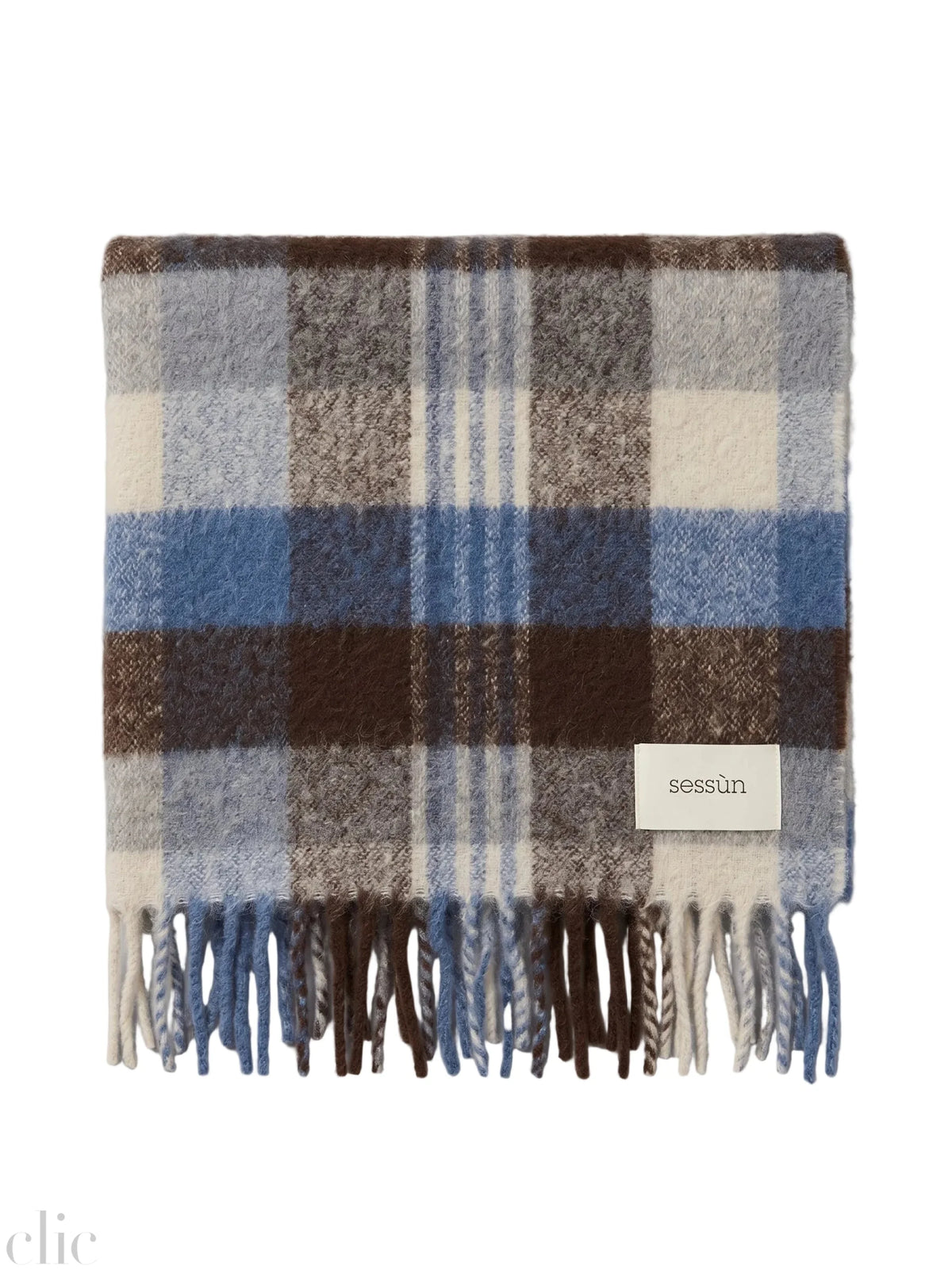 Lucio Scarf in Blue Checks, from Sessun