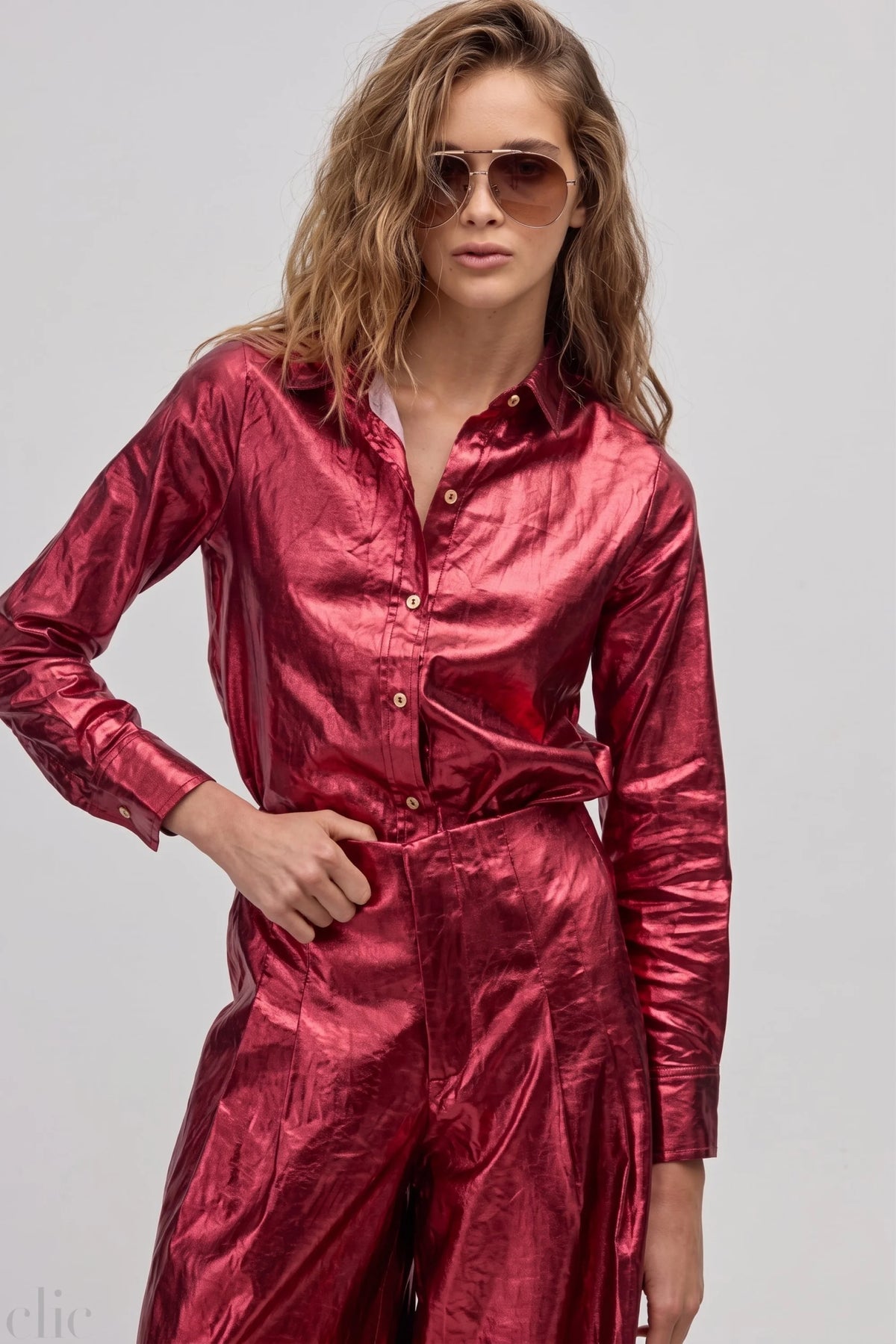 San Marino Shirt in Metallic Cherry, from Lanhtropy