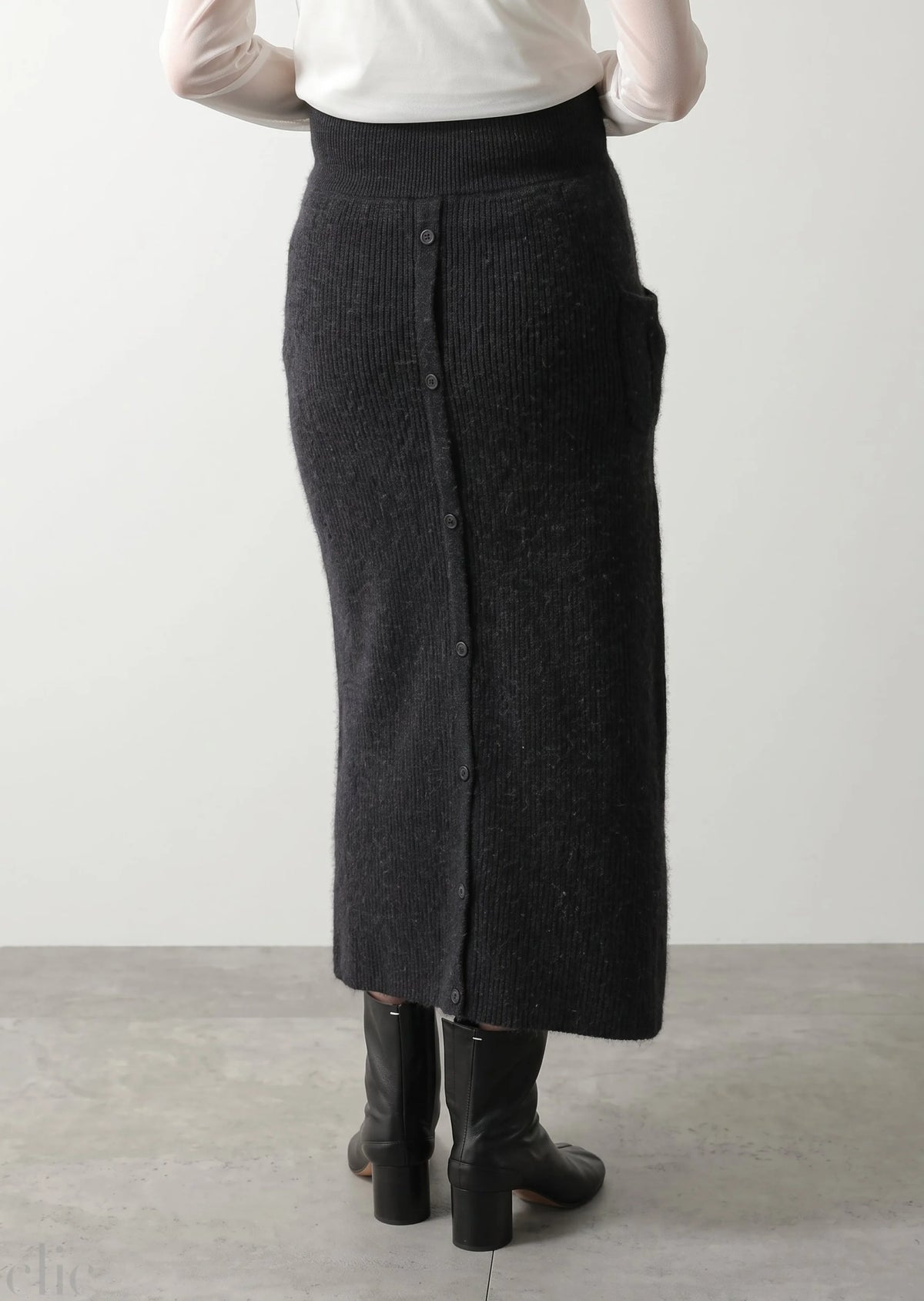 Hamilton Wool Raccoon Knit Skirt in Charcoal Grey, from C.T.plage