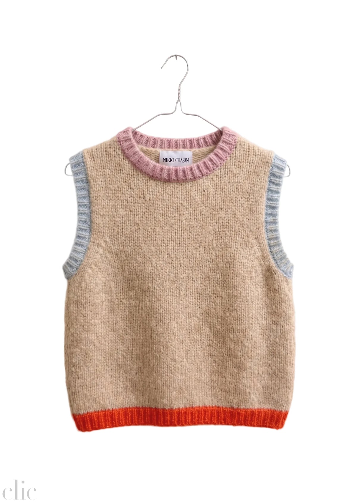 Sabine Sweater Vest in Oatmeal Colorblock, from Nikki Chasin