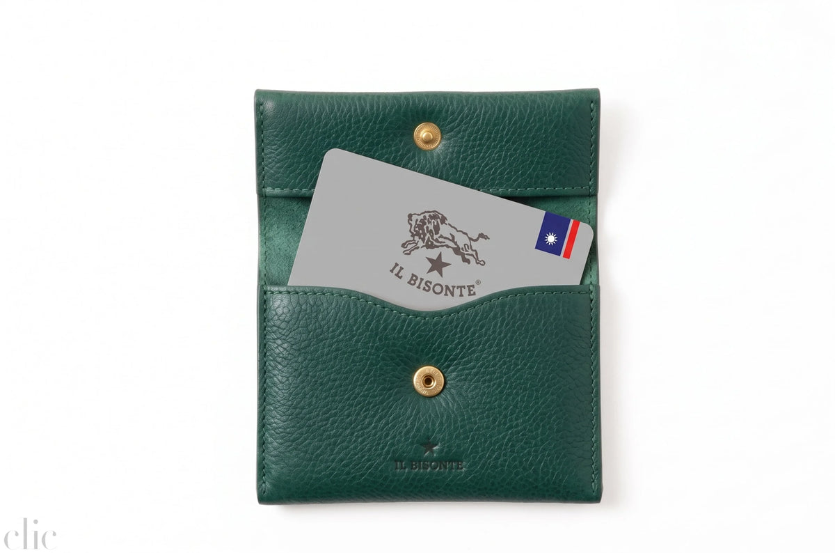 Anna Card Case in Green Oleandro, from IL Bisonte