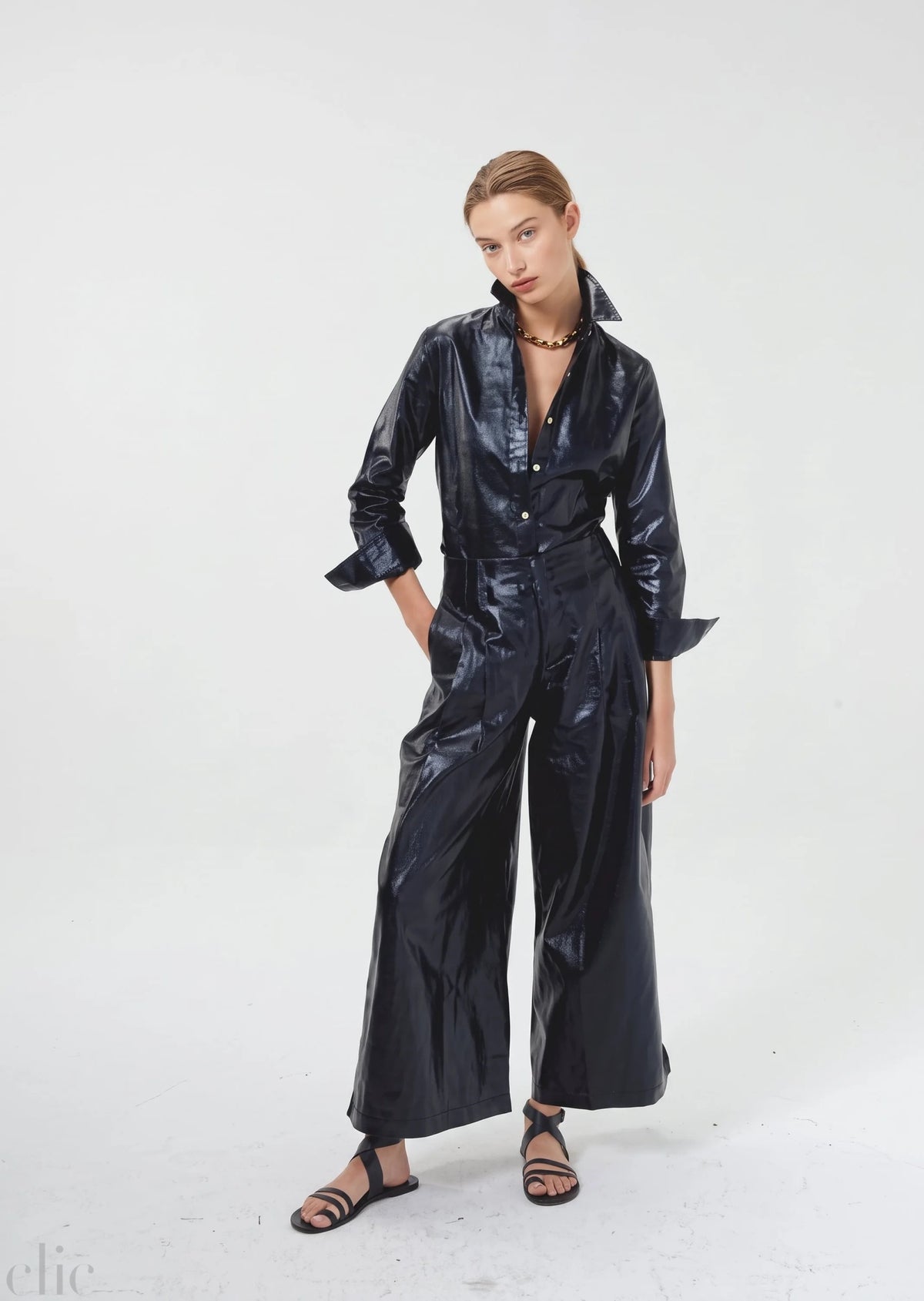 Culotte Pants in Metallic Black, from Lanhtropy