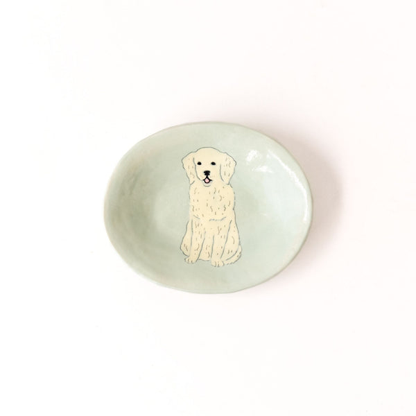 Small Oval Doodle Dish in Green and Yellow, from Gemma Orkin Ceramics