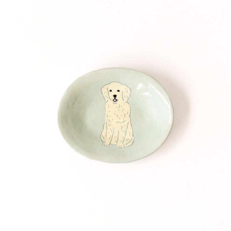 Small Oval Doodle Dish in Green and Yellow, from Gemma Orkin Ceramics