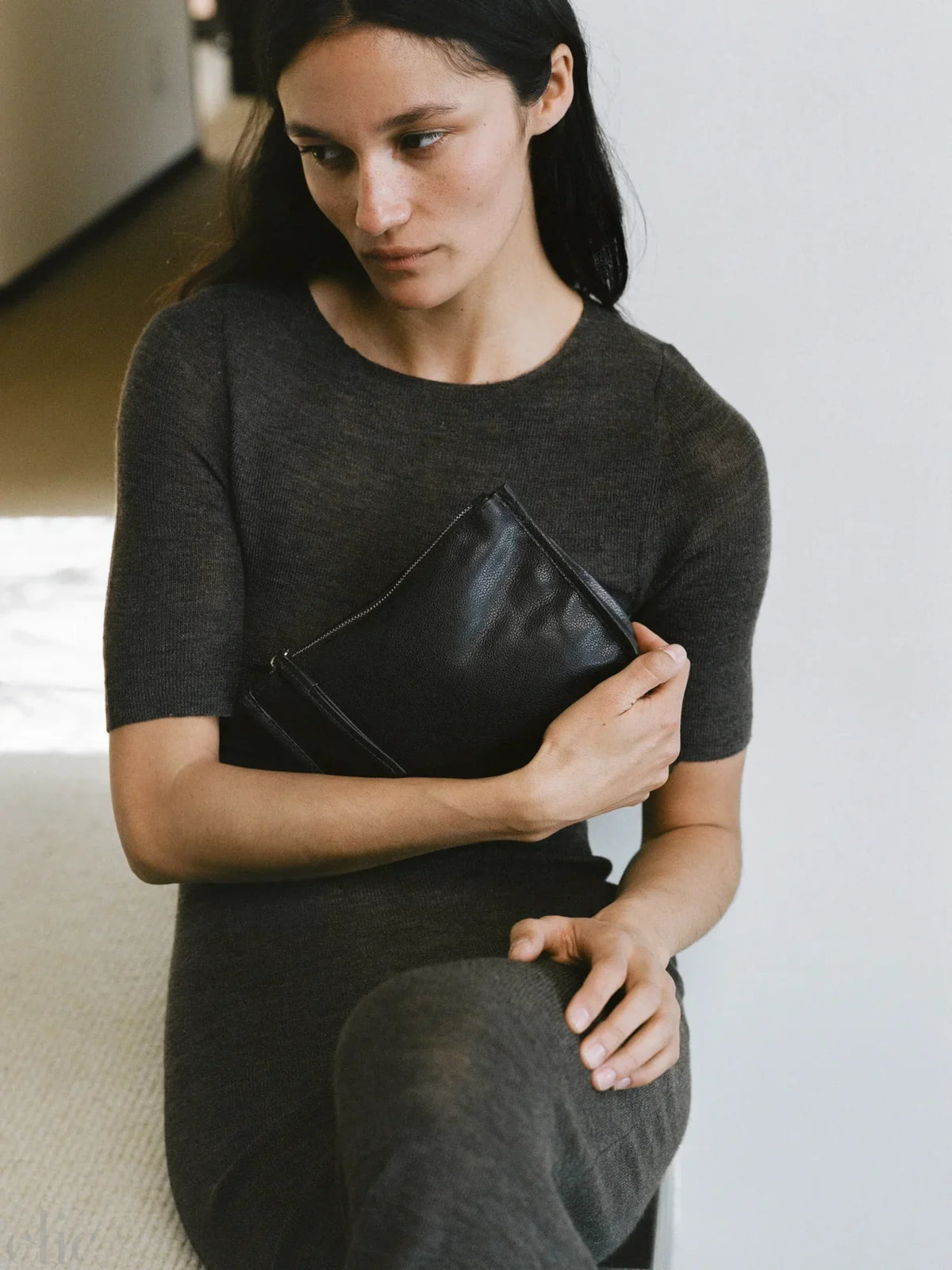 Large Gia Pouch in Black Leather, from ARE Studio