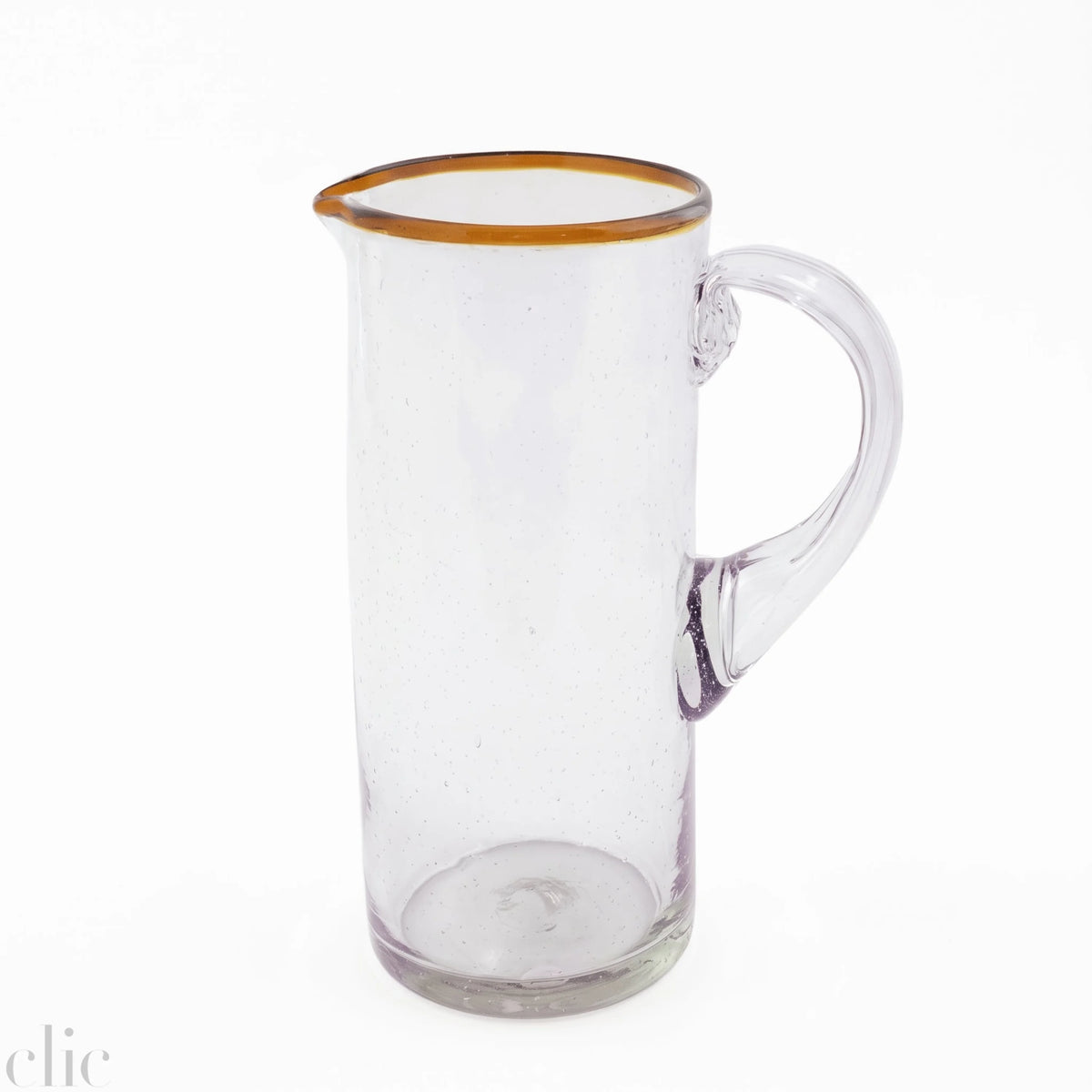 Glass Pitcher with Amber Rim