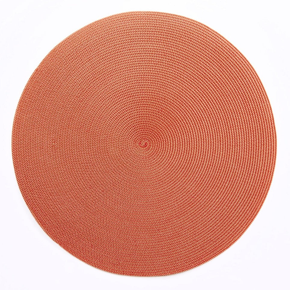 Round Placemat in Gold and Red, from Deborah Rhodes