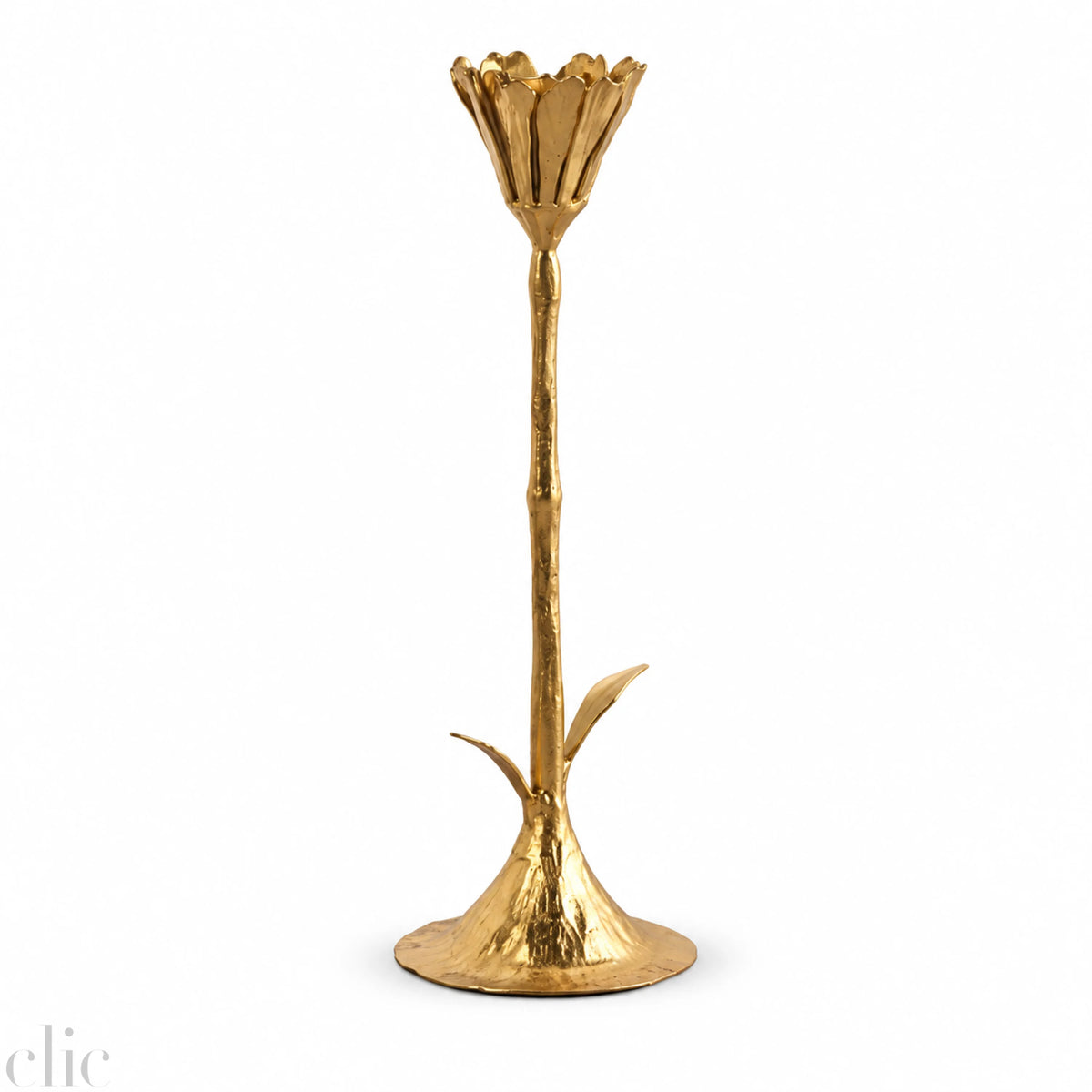 Large Floral Candle Holder in Gold