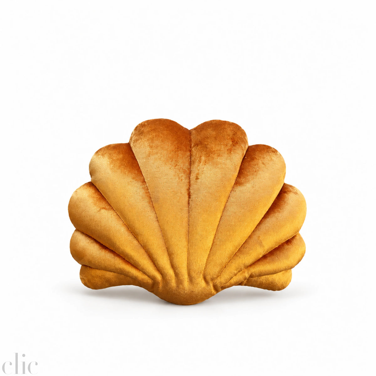 Small Shell Velvet Pillow Ochre