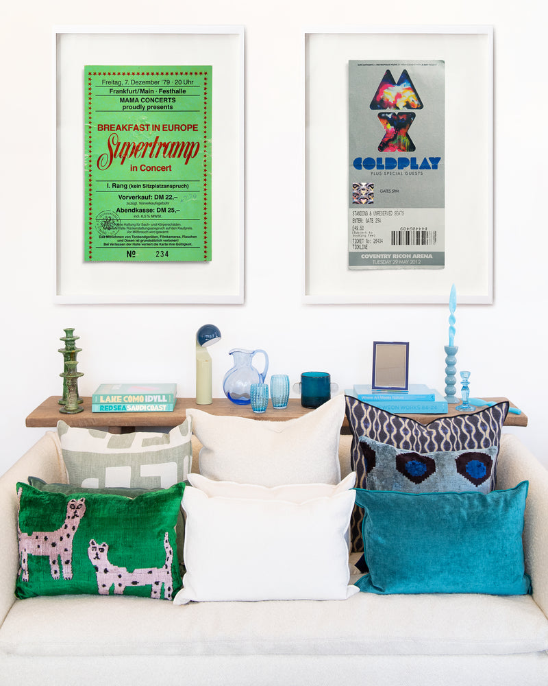 Ikat Silk & Velvet Pillowcase in Blue, from MD Home