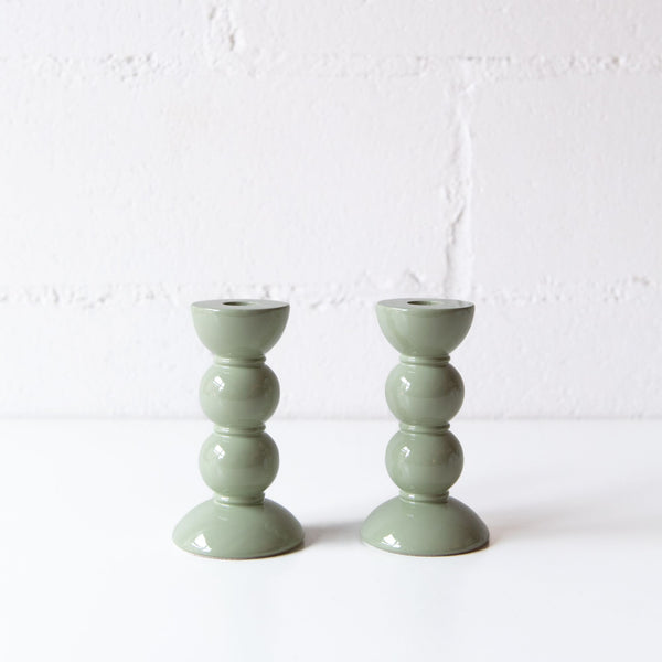 Bobbin Candle Stick Holder in Sage, from Addison Ross