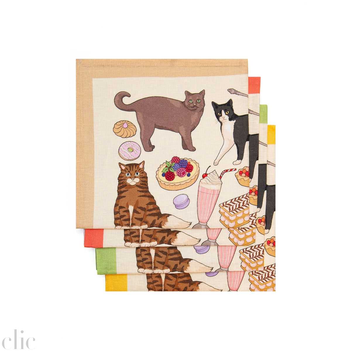 Cats Cafe Set of 4 Napkins, from Avenida Home