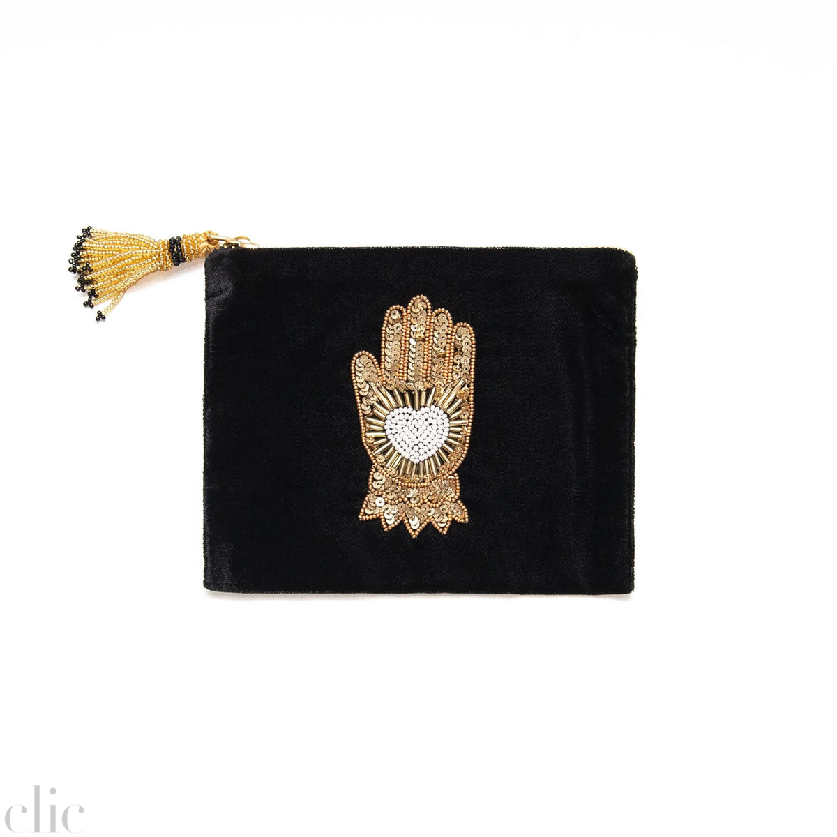 Hand Velvet Pouch in Black, from Olivia Dar