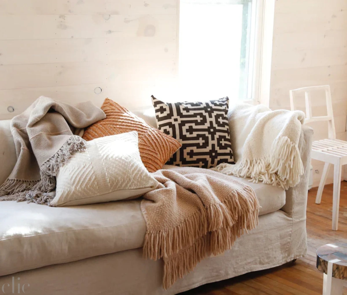 Hand Loomed Blanket in Nude