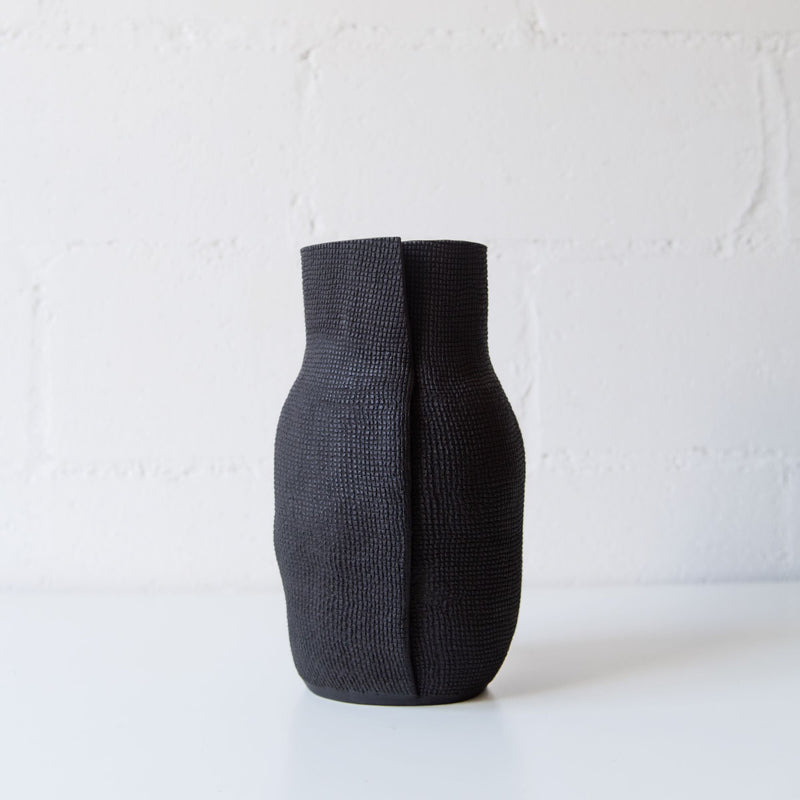 Burlap Bottle in Black, from CYM Ceramics