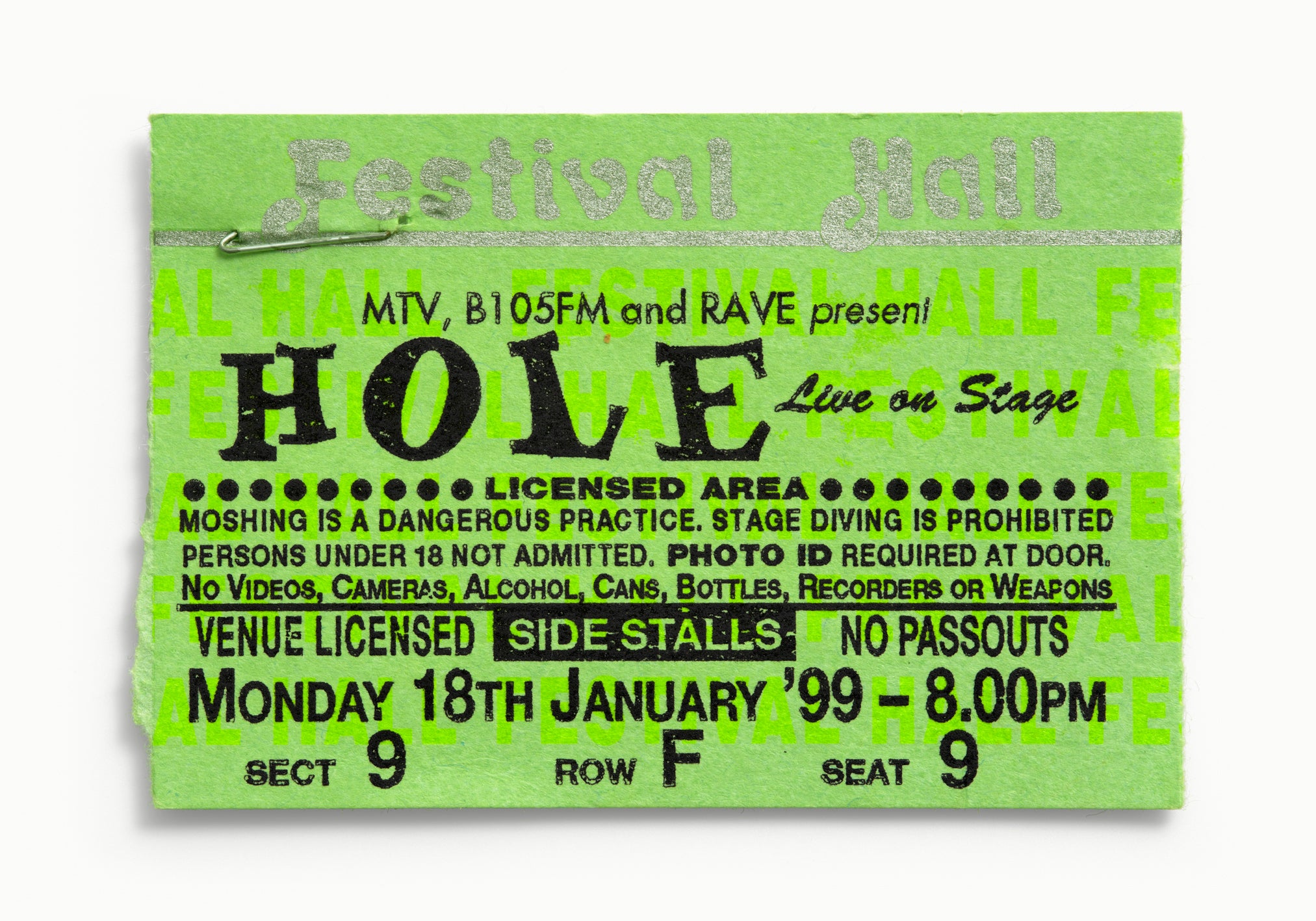 Hole, Festival Hall, Brisbane, Australia 1999 by Blaise Hayward