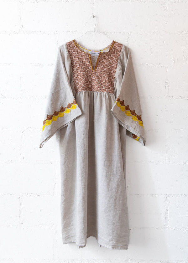 Levante Long Dress in Natural and Brown, from Nina Leuca