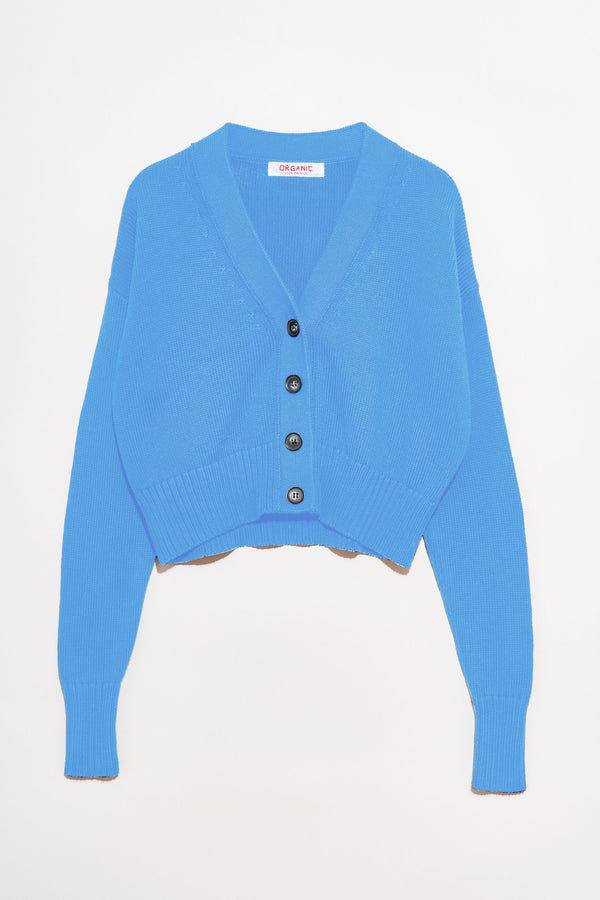 Rosie Cardigan in Italian Cotton in Sky Blue, from Organic by John Patrick