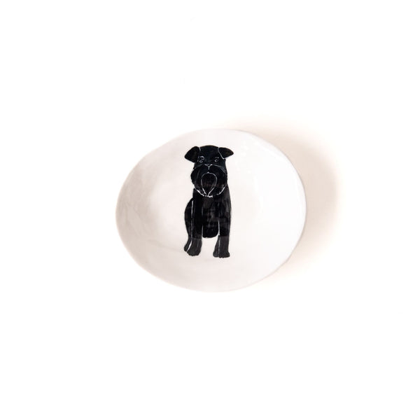 Small Oval Schnauzer Dish in White and Black, from Gemma Orkin Ceramics