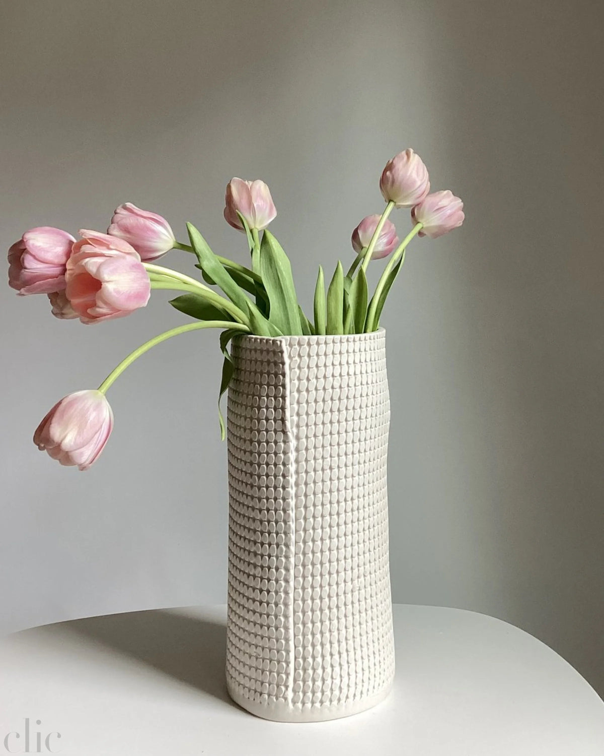 Grid Cyliner Vase in White, from CYM Ceramics